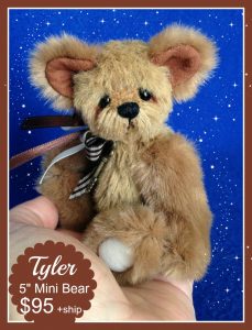 Tyler - miniature artist teddy bear by Laura Lynn