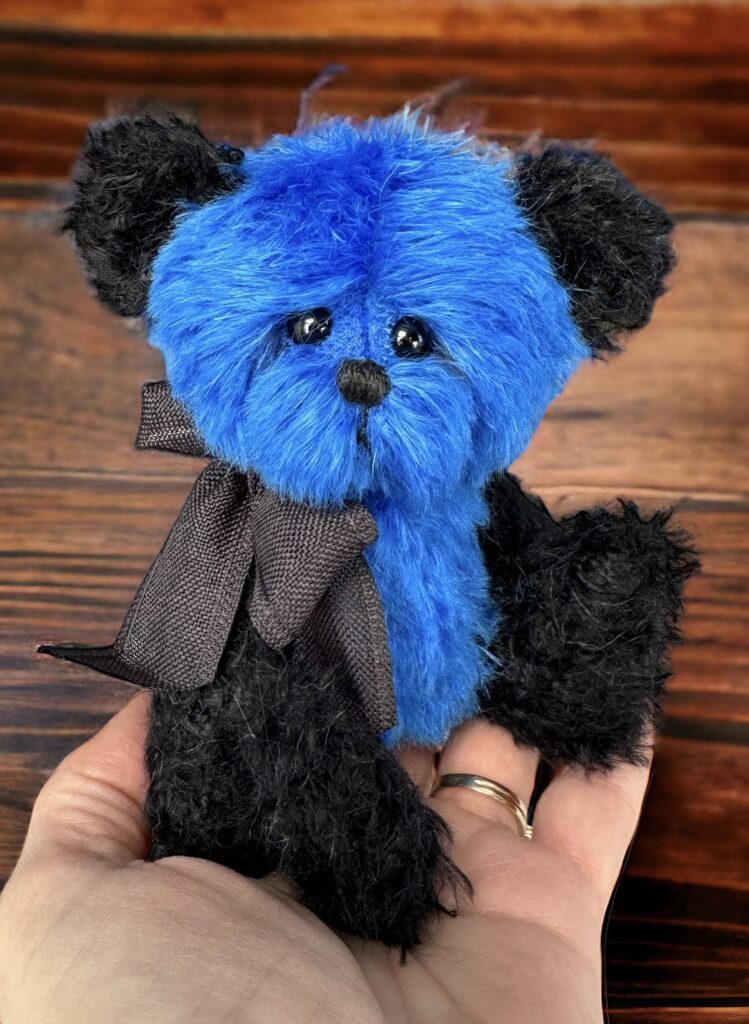 Moonlight - Blue and black mohair artist teddy bear by Laura Lynn