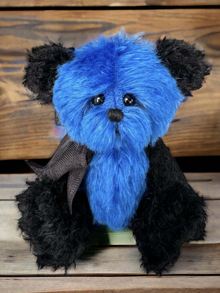 Moonlight - Blue and black mohair artist teddy bear by Laura Lynn