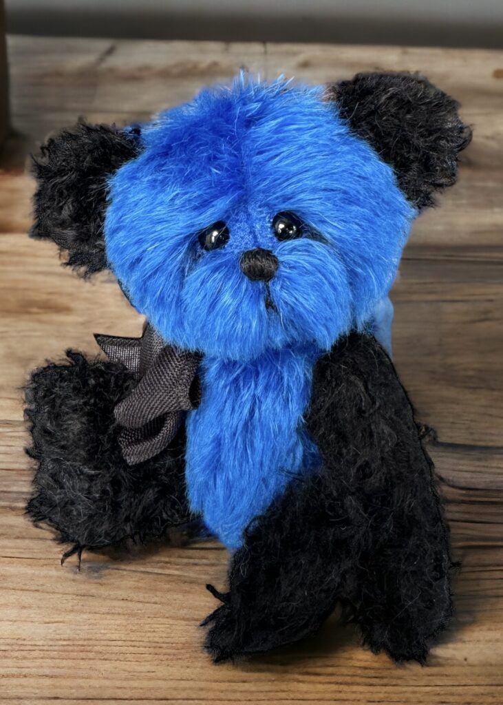Moonlight - Blue and black mohair artist teddy bear by Laura Lynn