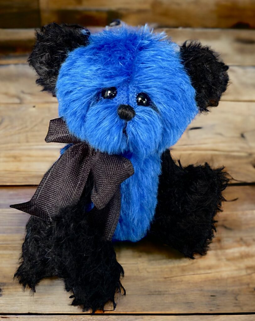 Moonlight - Blue and black mohair artist teddy bear by Laura Lynn