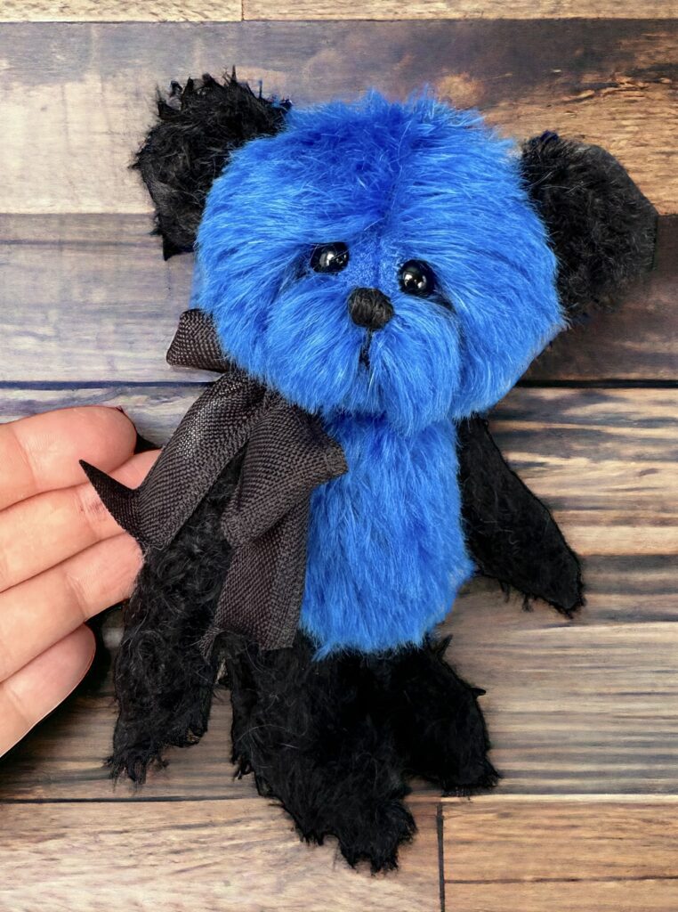 Moonlight - Blue and black mohair artist teddy bear by Laura Lynn
