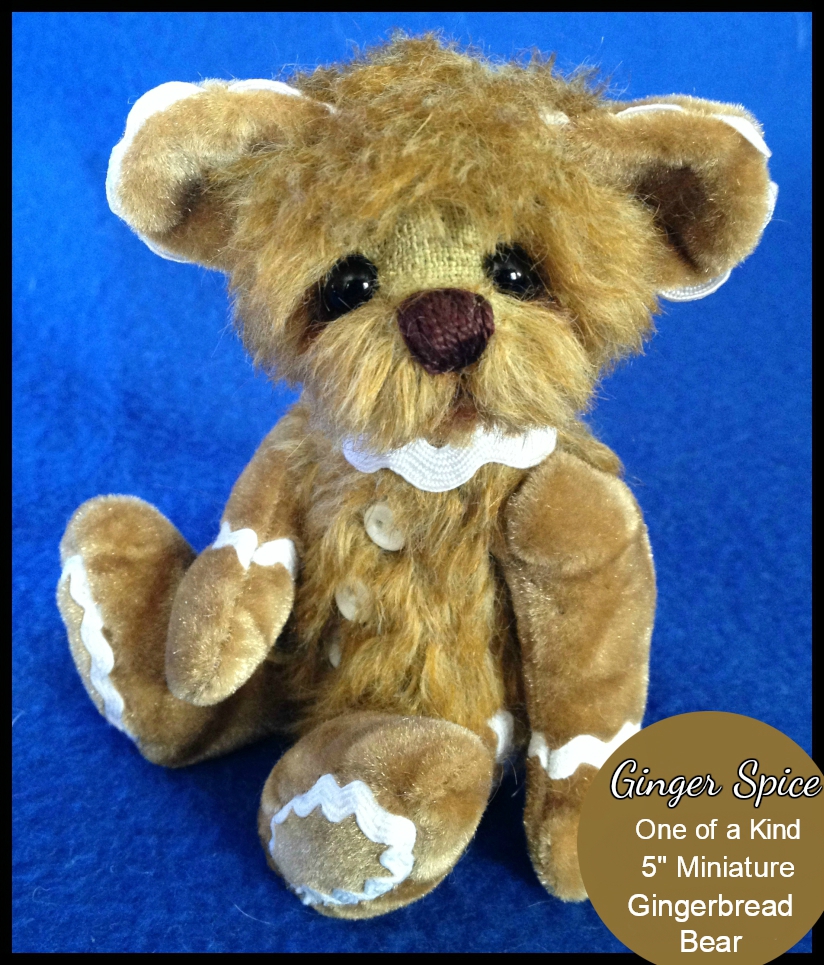 Ginger Spice - One of a Kind Miniature Gingerbread Teddy Bear - SOLD