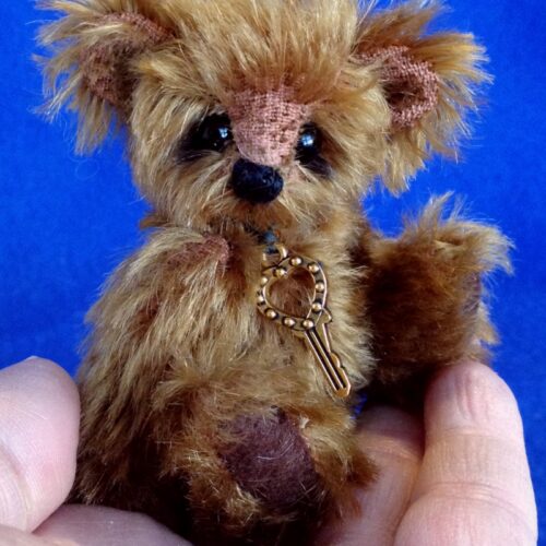 SOLD:  Porkchop:  3.5" Mohair Miniature Bear - One of a Kind