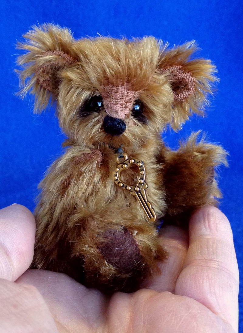 SOLD: Porkchop: 3.5" Mohair Miniature Bear - One of a Kind