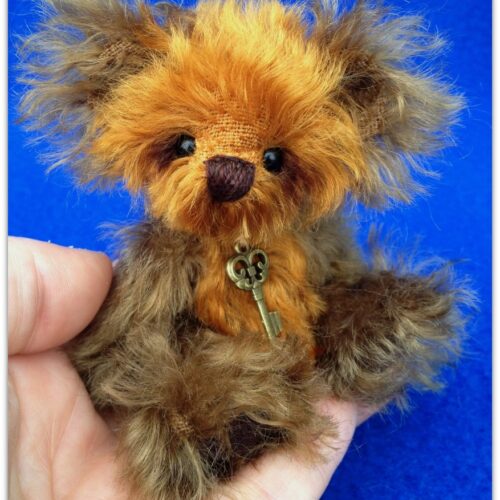 SOLD!  Pumpkin Spice:  4" Miniature Mohair Artist Panda Bear
