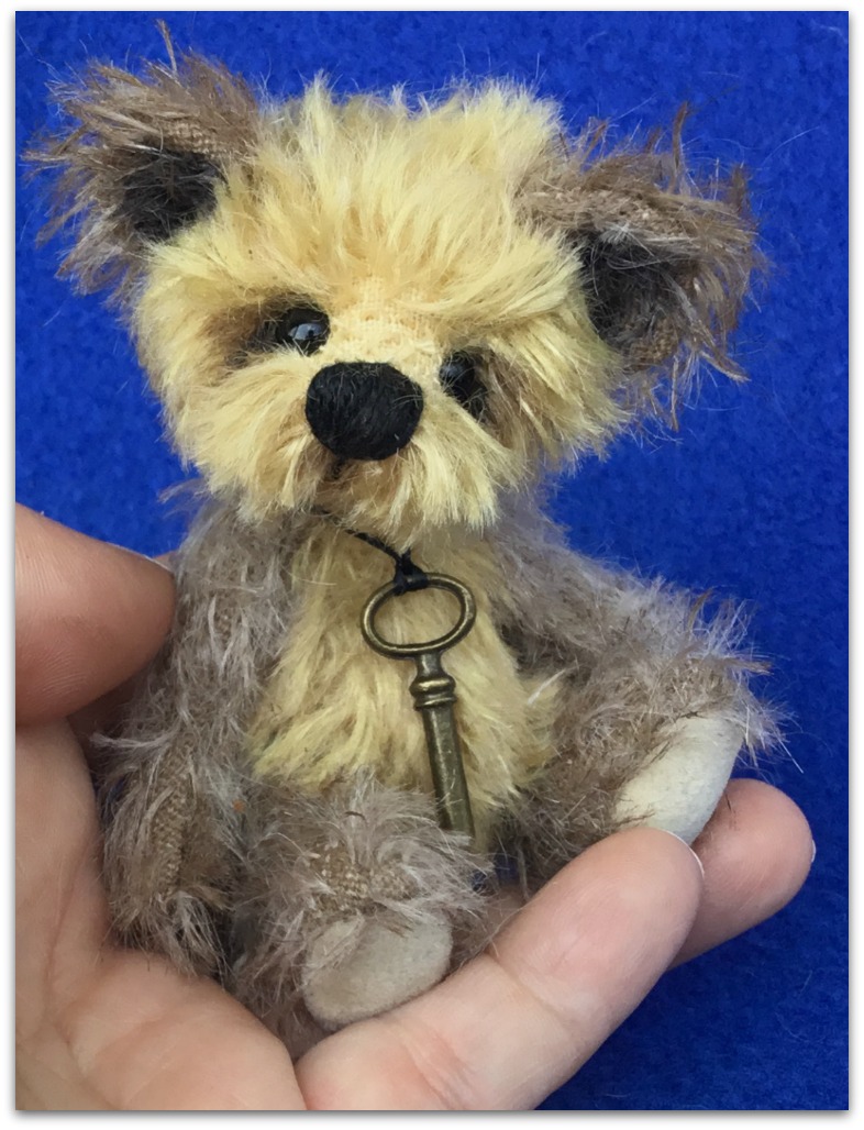 SOLD! Rocky : 4" Miniature Mohair Artist Panda Bear