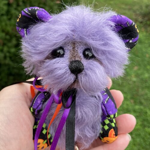 SOLD!  Moonshadow:  5” Halloween Mohair Pixie Bear