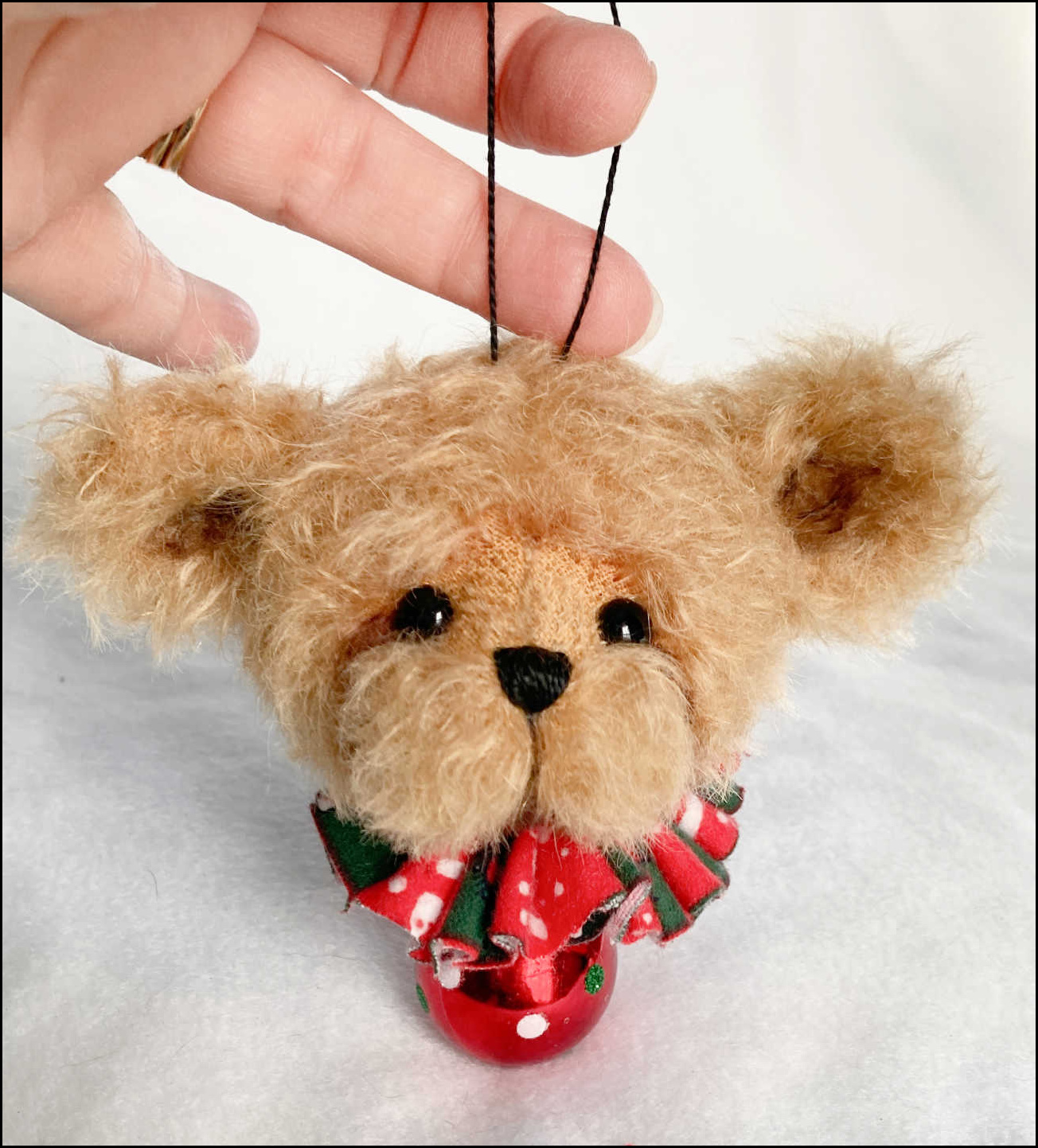 SOLD! Mohair Artist Teddy Bear Christmas Tree Ornament