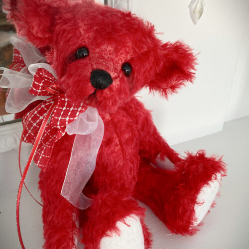 SOLD!  Valentine:  10 1/2” Artist Mohair Teddy Bear