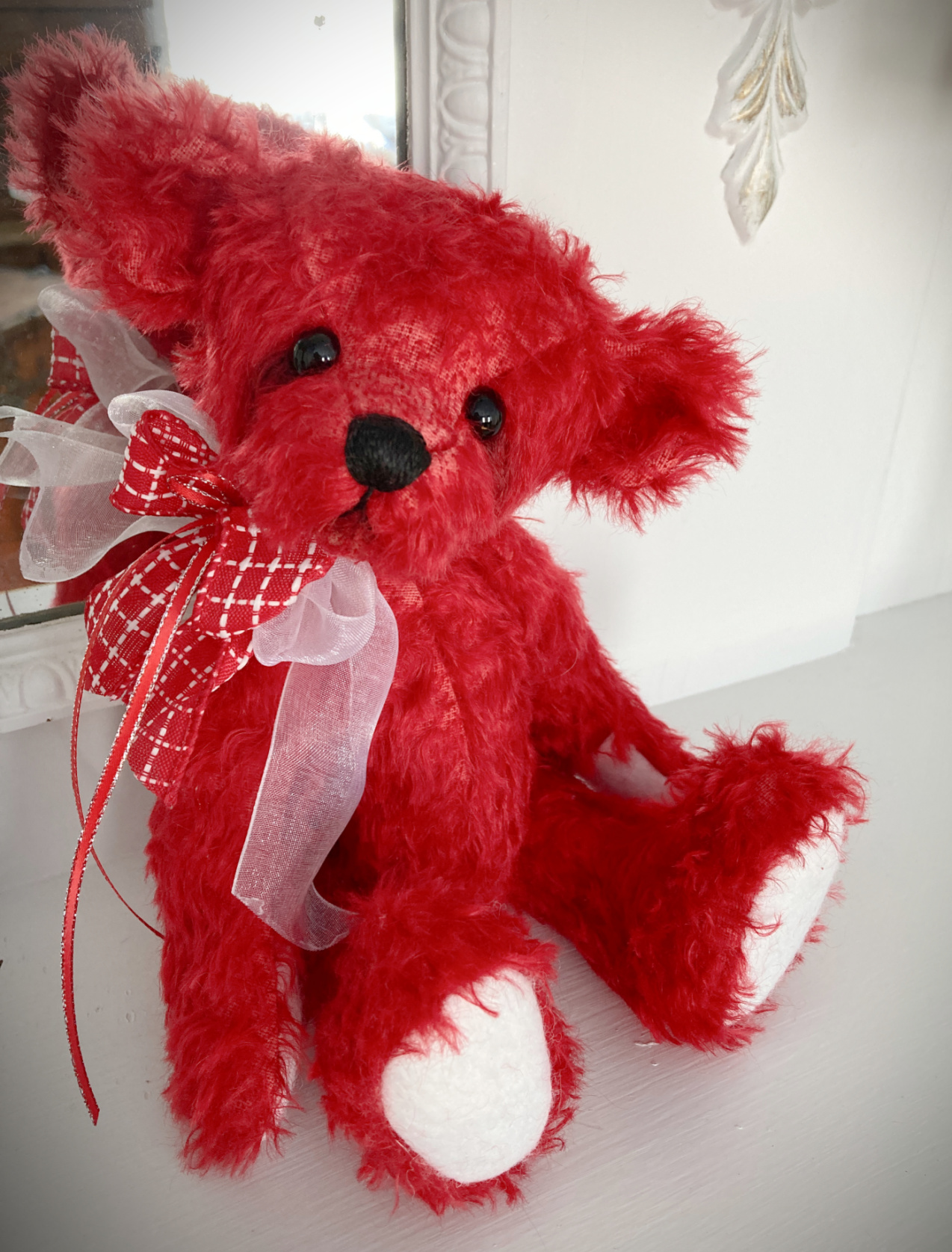 SOLD! Valentine: 10 1/2” Artist Mohair Teddy Bear