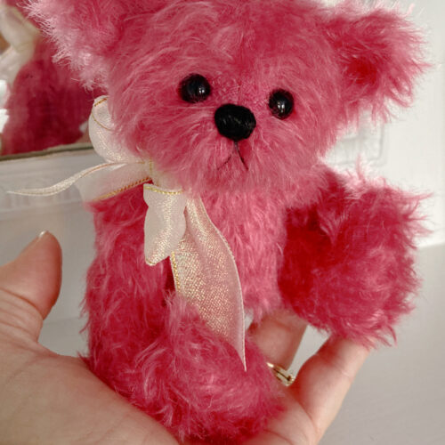 SOLD!  Taffy:  Hand Dyed Mohair Pink Pocket Bear - One of a Kind