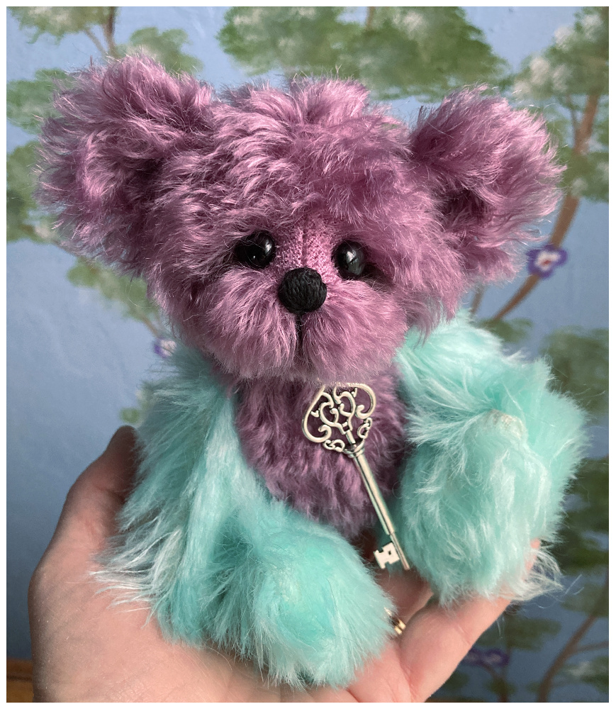 SOLD! Calypso: OOAK Mohair Pocket Bear - One of a Kind Collectible Purple and Aqua Teddy Bear