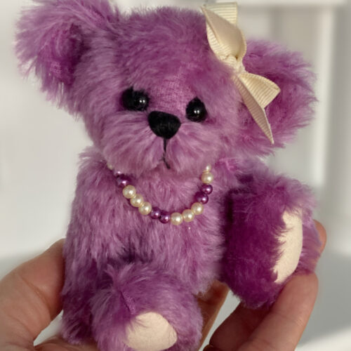 SOLD!  Violet: 5 1/2" Purple Artist Teddy Bear