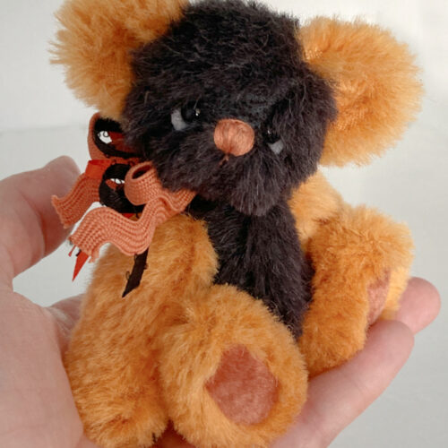 SOLD! Little Boo: 4.75" Halloween Orange Mohair Artist Teddy Bear
