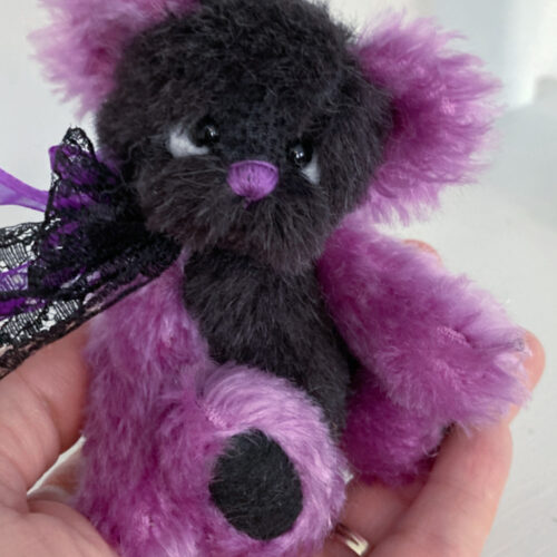SOLD! Twinkle: 4.75" Halloween Purple Mohair Artist Teddy Bear