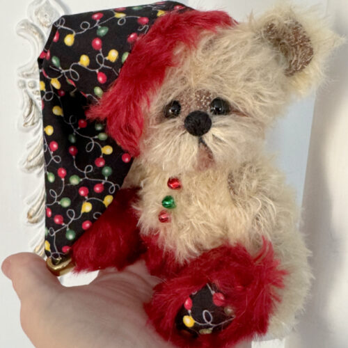 SOLD! Pixie Twinklelights:  7" Christmas Elf Mohair Teddy Bear