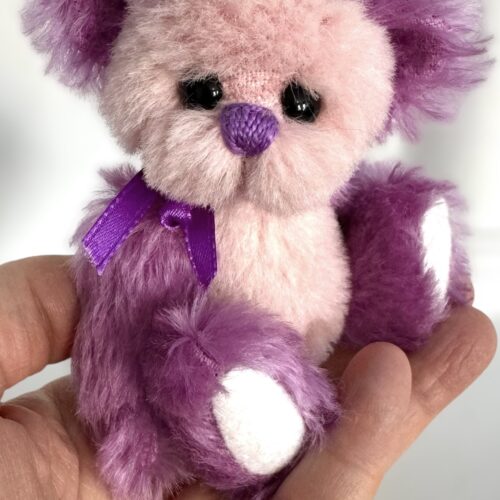 SOLD! Little Lilac: 4.75" Pink &  Purple Miniature Artist Teddy Bear