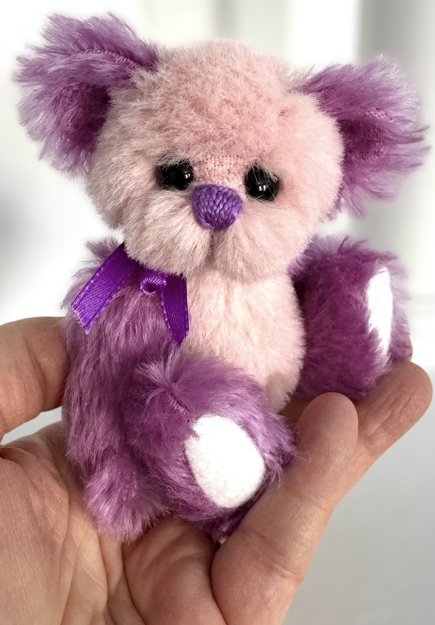 SOLD! Little Lilac: 4.75" Pink & Purple Miniature Artist Teddy Bear