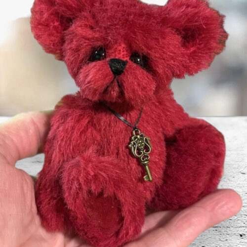 SOLD! Red Velvet: 5" Red Miniature Artist Teddy Bear
