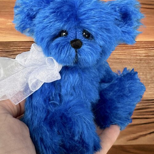 Sapphire - Royal blue mohair artist teddy bear by Laura Lynn