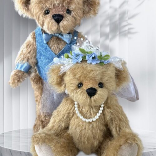 SOLD! 12" & 13"  Mohair Bride & Groom Wedding Artist Teddy Bears