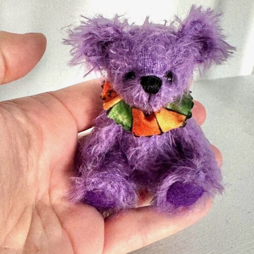 SOLD! Shadow: 3 3/4"  Halloween Miniature Purple Artist Teddy Bear