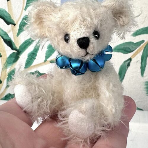 SOLD! Snowpuff:  4" Miniature White Mohair Artist Polar Teddy Bear