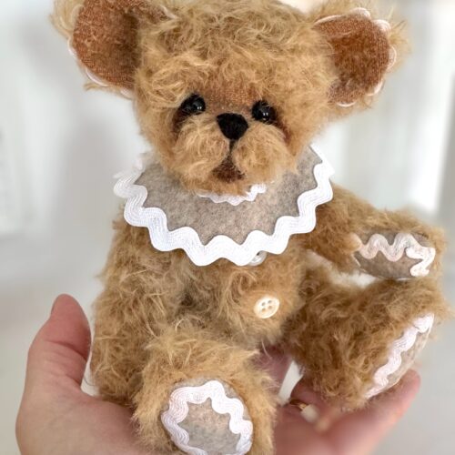 SOLD! Ginger Sugar Socks:  7 3/4" Christmas Mohair Gingerbread Teddy Bear