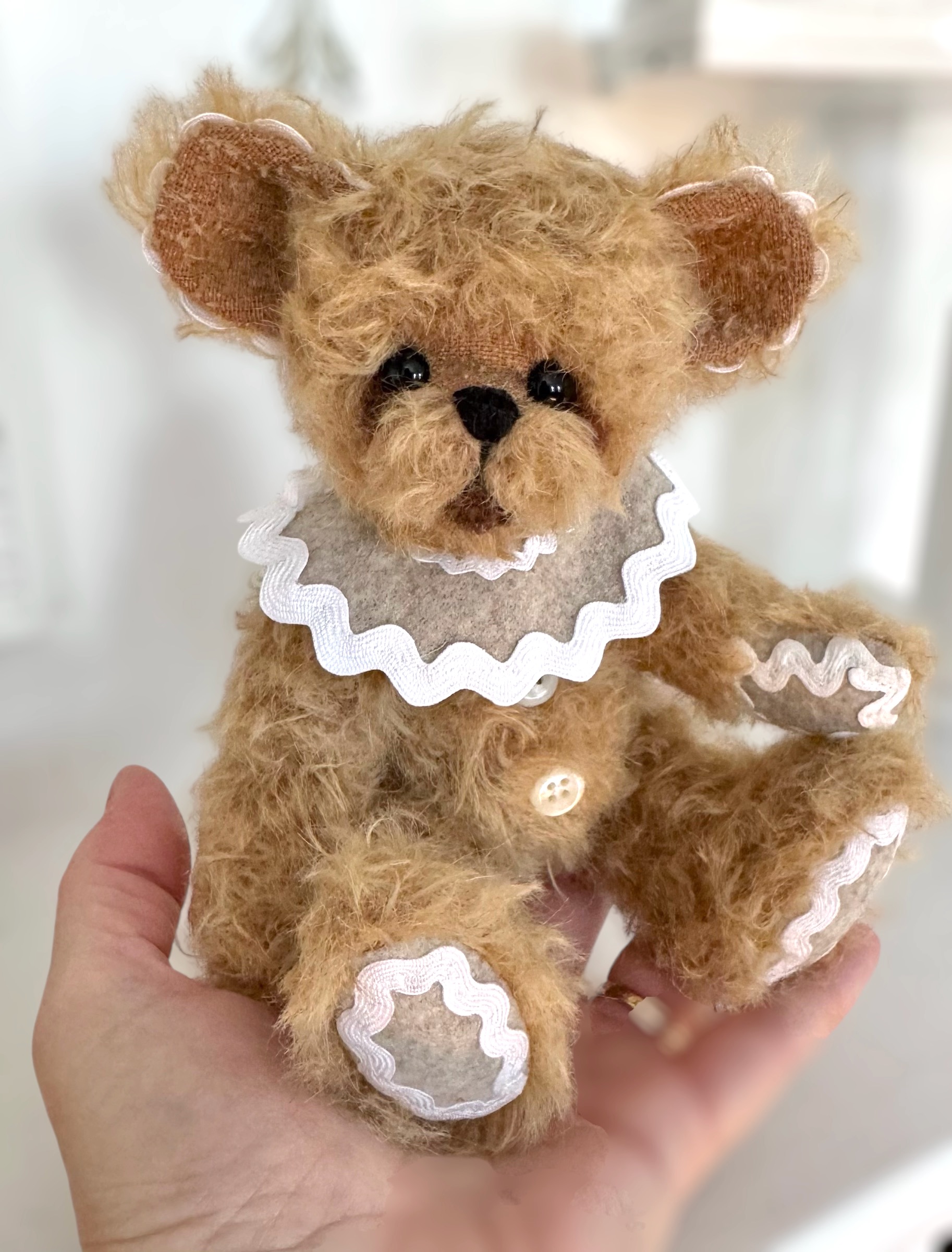 SOLD! Ginger Sugar Socks: 7 3/4" Christmas Mohair Gingerbread Teddy Bear