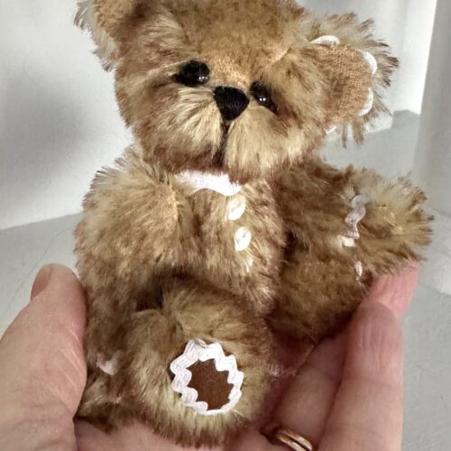 SOLD! Cookie:  4 3/4" Christmas Miniature Mohair Gingerbread Teddy Bear