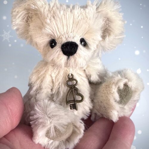 SOLD! Snowball:  4" Miniature White Artist Polar Teddy Bear
