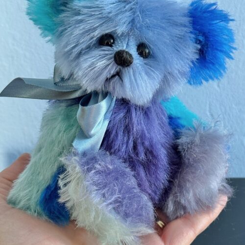 Patches:  6 3/4" Blue Patchwork Mohair Teddy Bear