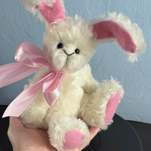 SOLD! Thumper:  9” White Artist Mohair Bunny Rabbit