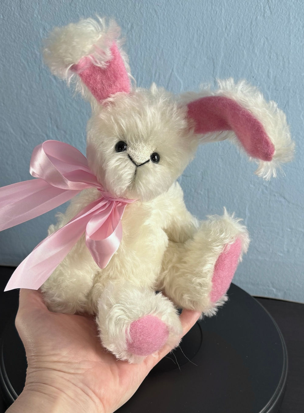 SOLD! Thumper: 9” White Artist Mohair Bunny Rabbit