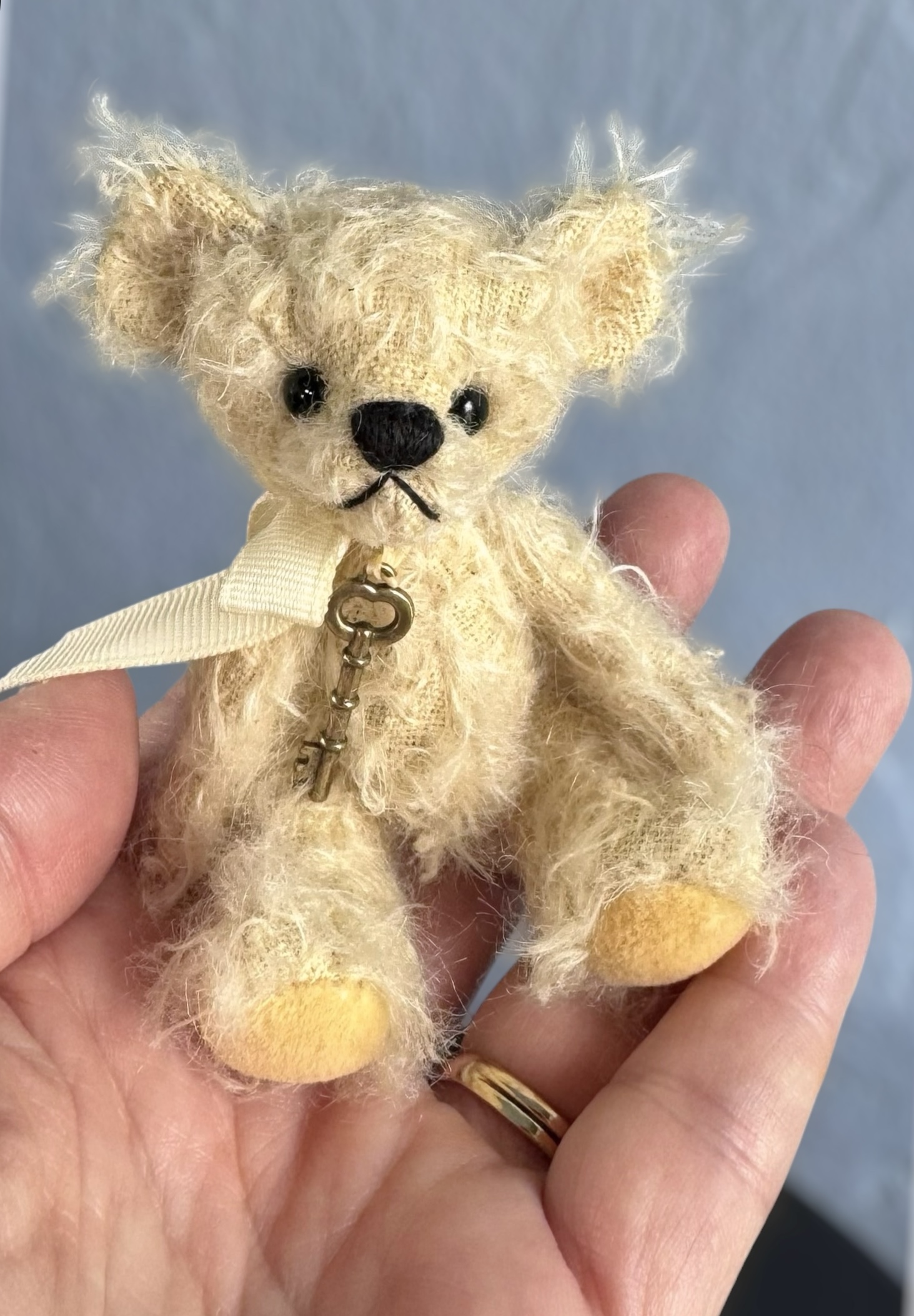 SOLD! Little Sunshine - 3 3/4" Yellow Mohair Artist Miniature Teddy Bear