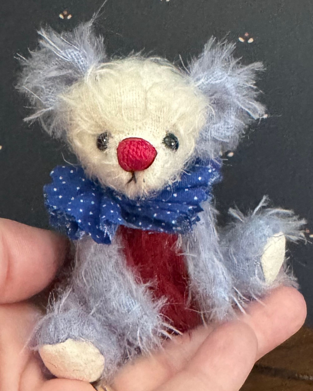 SOLD! Freedom - 3 3/4" Red, White and Blue Mohair Artist Miniature Teddy Bear