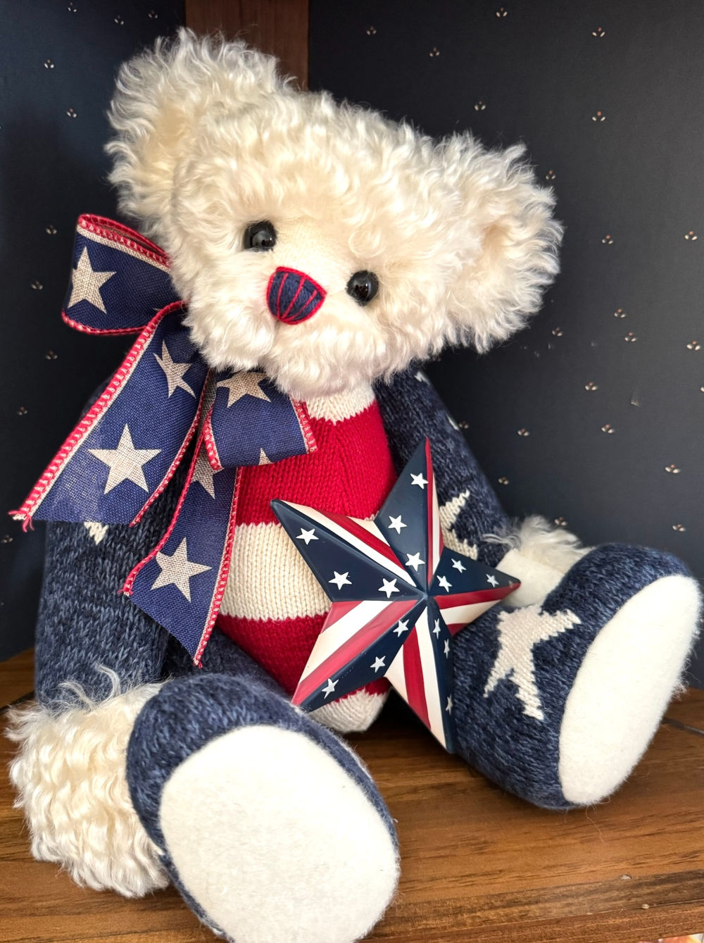 SOLD! LiBEARty - 15" Upcycled Patriotic Teddy Bear One of a Kind