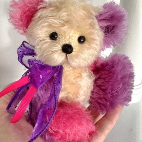 SOLD! Snapdragon - 6 1/2" Artist Mohair Purple, Pink & Pale Peach Teddy Bear