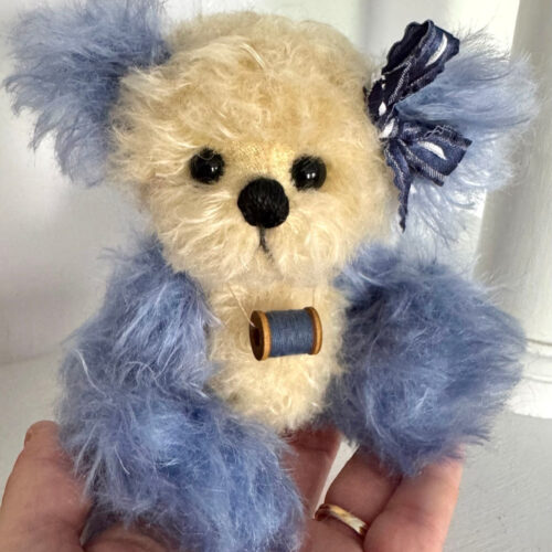 SOLD! Summer - 6 1/4" Artist Mohair Pale Yellow & Blue Teddy Bear
