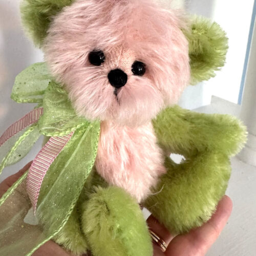 SOLD! Pistachio - 6 1/4" Artist Mohair Pale Pink & Green Teddy Bear