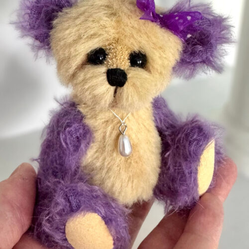 SOLD! Purple Passion:  4 3/4"  Yellow and PurpleMiniature Artist Teddy Bear