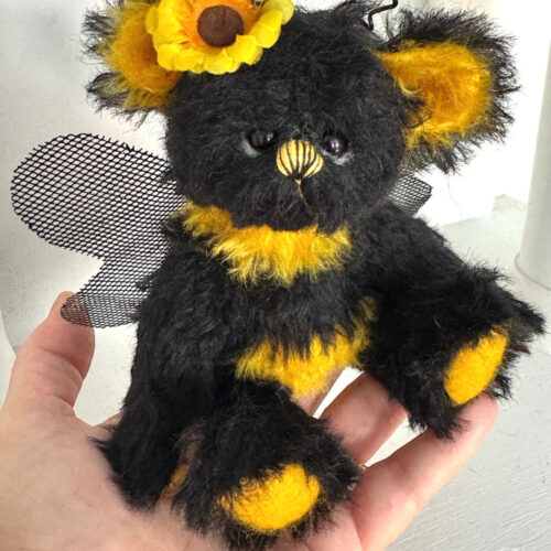 SOLD! Sunflower - 6 1/2" Mohair Bumble Bee Teddy Bear