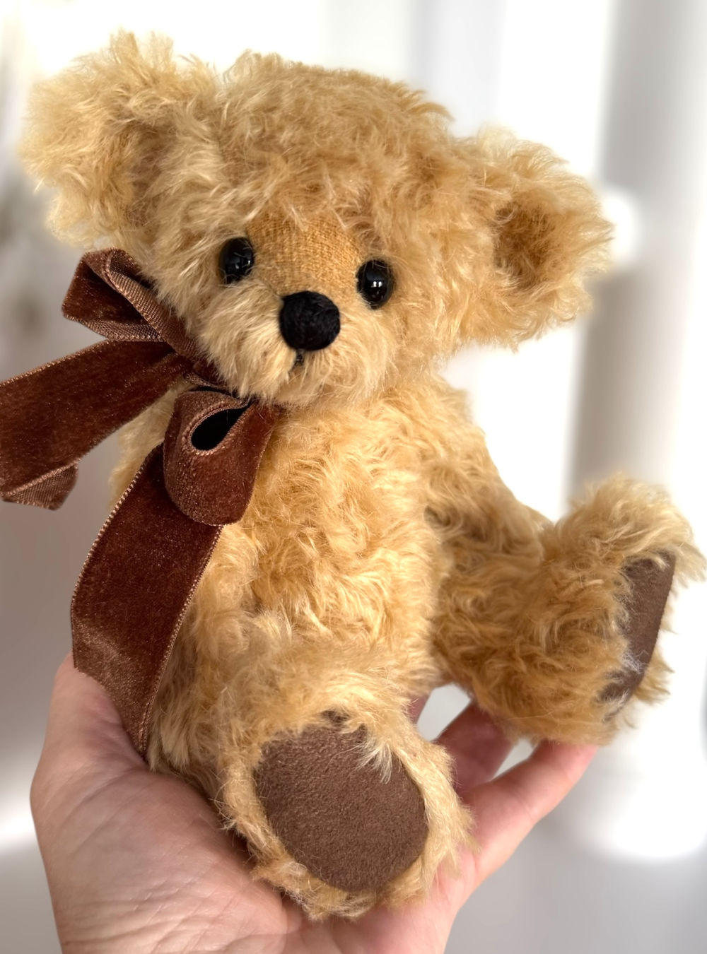 SOLD! Teddy: 9” Honey Colored Mohair Artist Teddy Bear