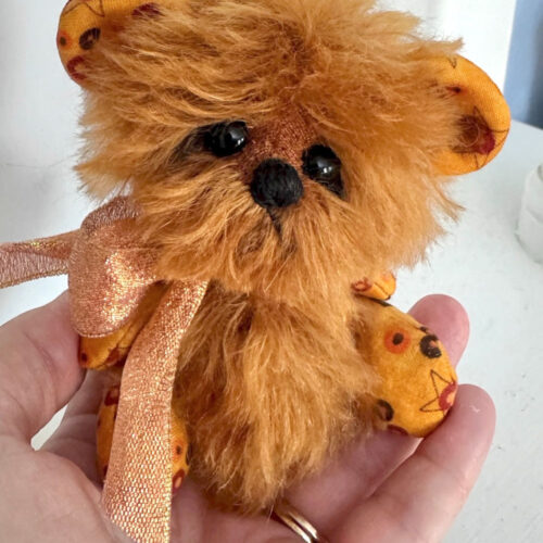 SOLD! Maple:  5” Autumn Mohair Pixie Bear