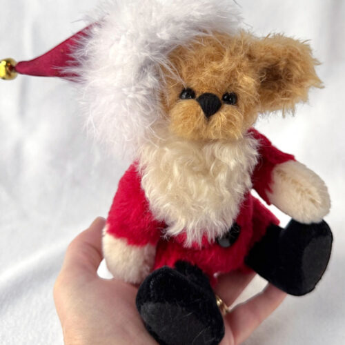 SOLD! Santa Bear:  8”  Artist Christmas Mohair Teddy Bear