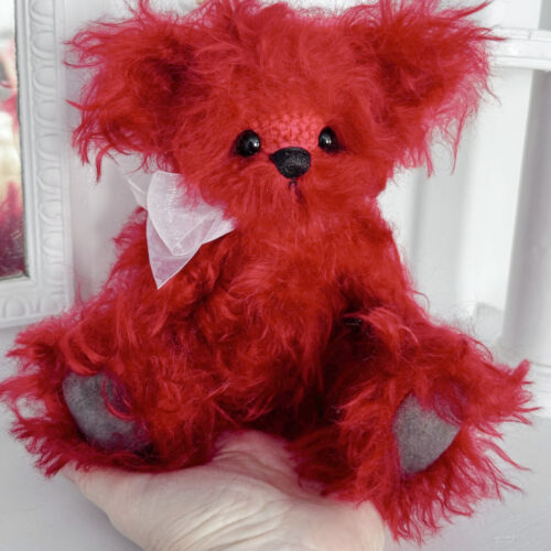 SOLD! Beau:  10” Red Artist Mohair Teddy Bear - Perfect for Valentine's Day