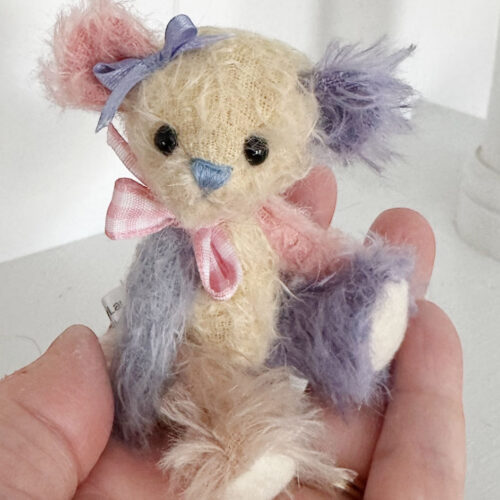 SOLD! Darla - 3 3/4" Pastel Miniature Mohair Artist Teddy Bear