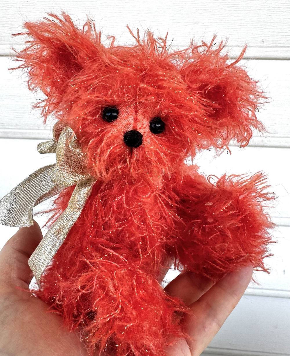 SOLD! Sunkist - 6 1/2" Orange Mohair Teddy Bear with Sparkles