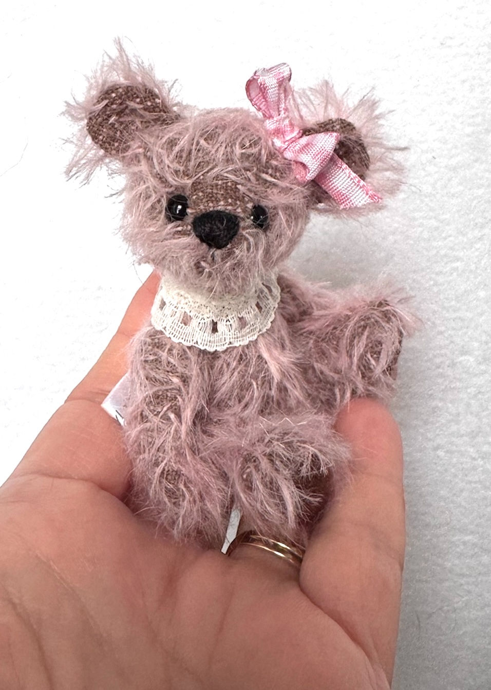SOLD! Abigail: 4” Miniature Mohair Artist Teddy Bear